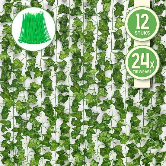 ZINLY - Klimop Slinger - 12 Stuks - 210cm - Kamer Decoratie Plant - voor binnen en buiten
