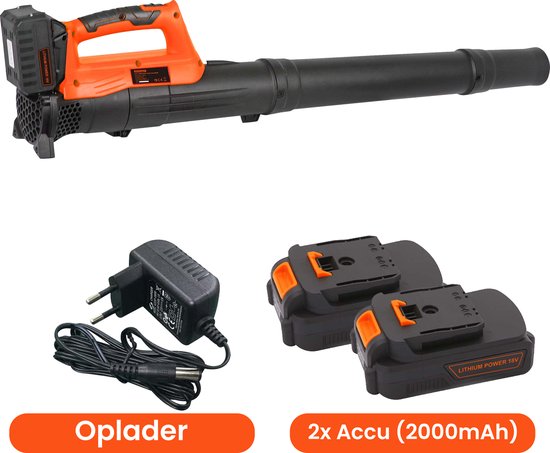 Kibani accu bladblazer 18V - incl. 2 accu's - grote mondopening - blaassnelheid 150km/h - bladblazer accu - bladblazer met accu en oplader - bladblazer elektrisch - bladblazers